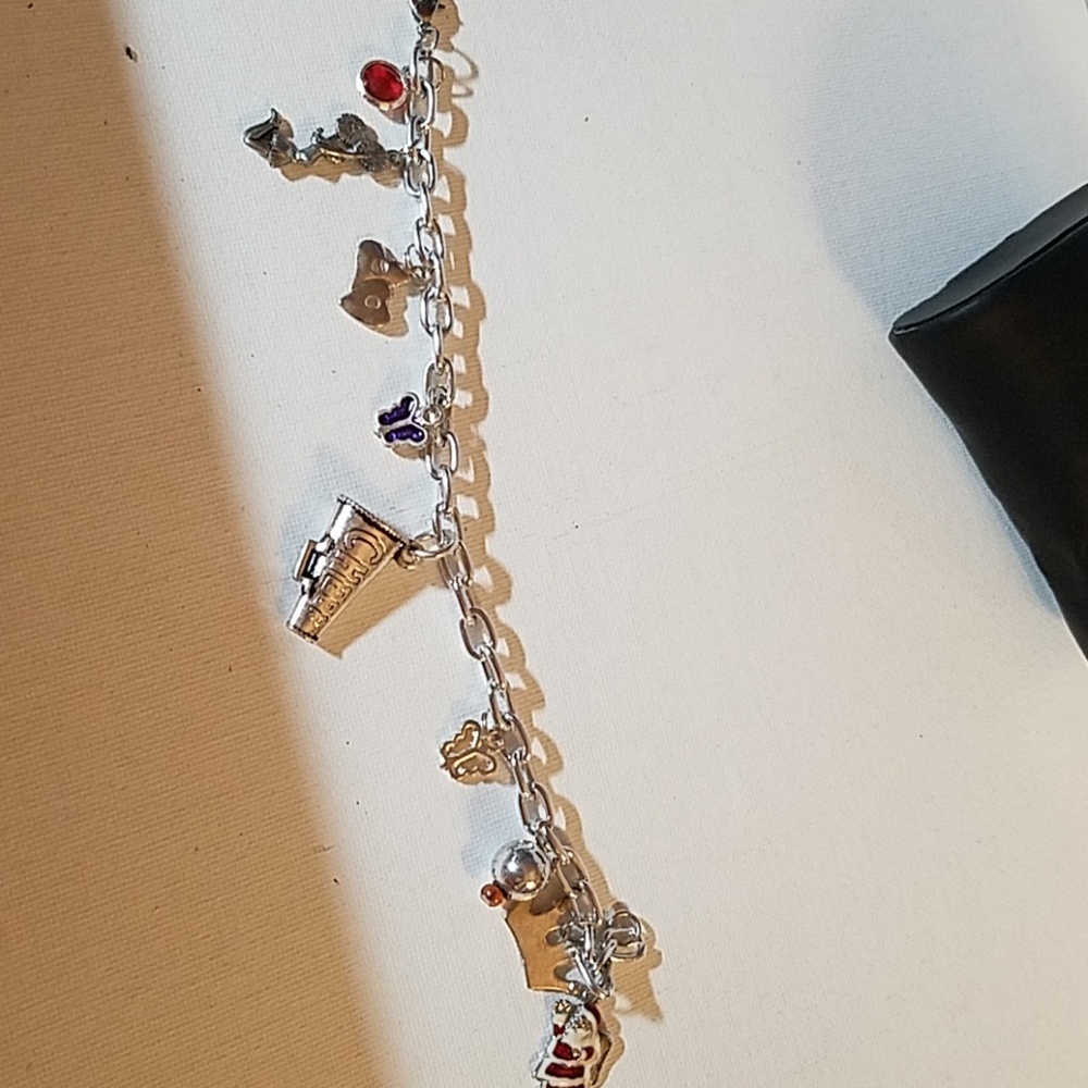 Multi Charm Bracelet Silver Tone 7 1/2"